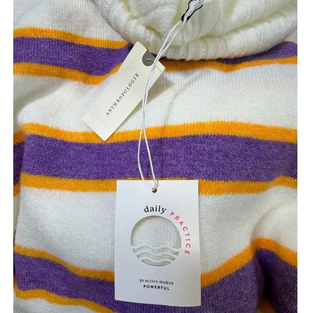 Daily Practice Women M White/Purple NWT Anthropologie Knit Sweater Midi Dress